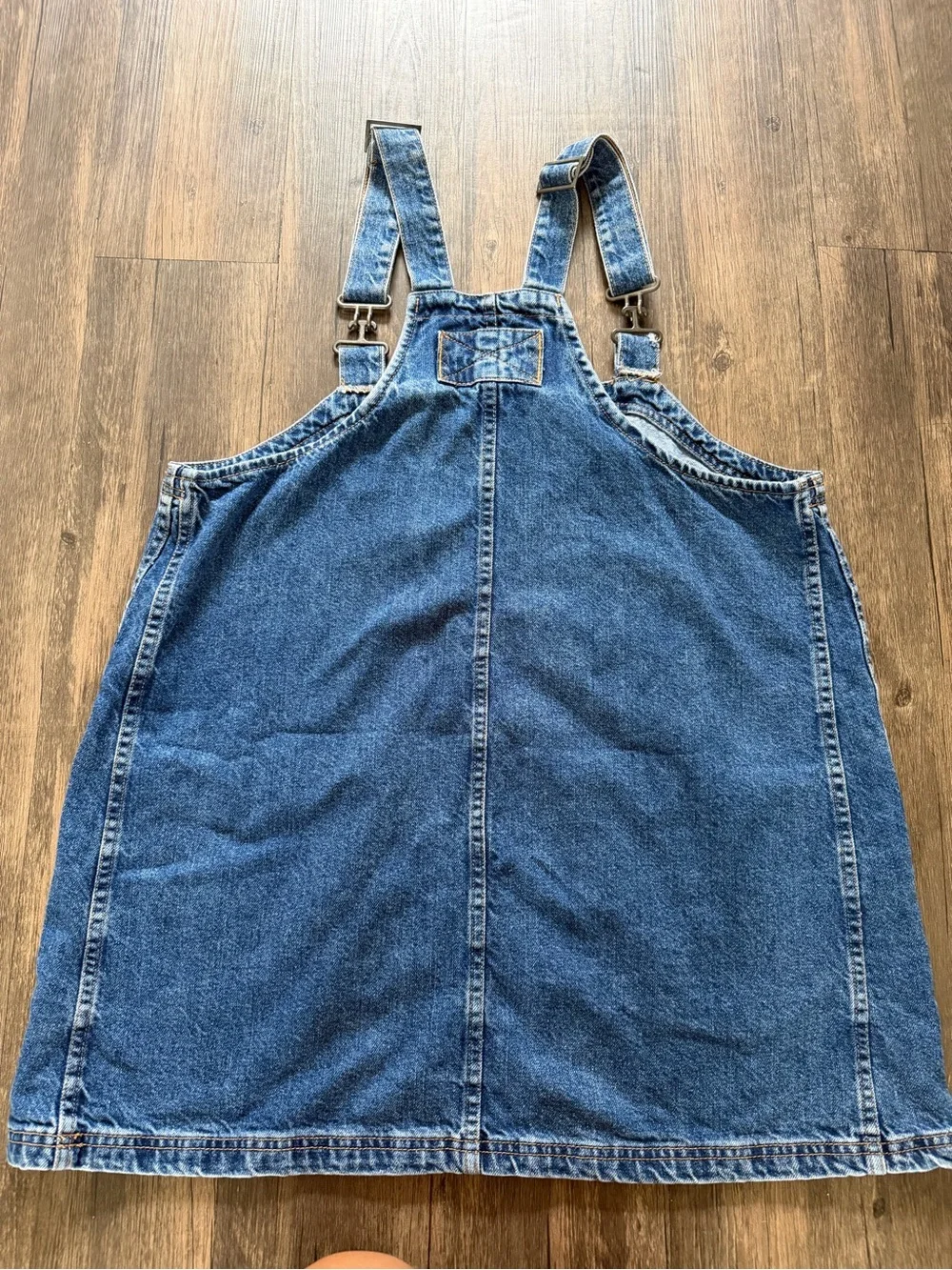 Free People Overall Smock Denim Dark Wash Distressed Mini Short Dress Casual M